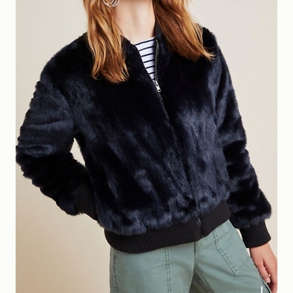 CUPCAKES & Cashmere Faux Fur Bomber Jacket Size M - Picture 6 of 8